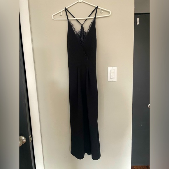 Lace Backless Midi Crepe Dress - Picture 1 of 4